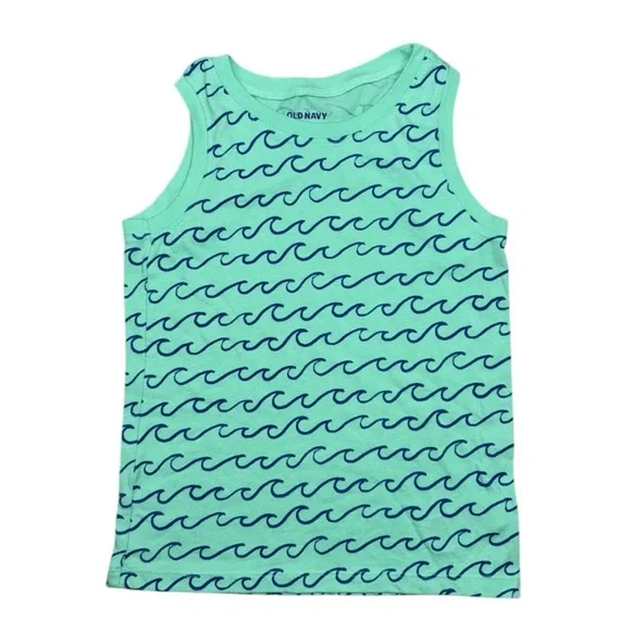 (2) Like New Old Navy Tank Top Bundle Ocean Waves Print Muscle Tee 5T - Picture 2 of 8